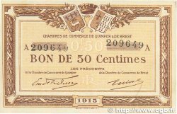 50 Centimes FRANCE régionalisme et divers Quimper et Brest 1915 JP.104.01 SUP