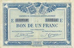 1 Franc FRANCE régionalisme et divers Quimper et Brest 1920 JP.104.17 TTB