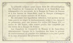 50 Centimes FRANCE regionalism and various Rennes et Saint-Malo 1915 JP.105.01 VF+