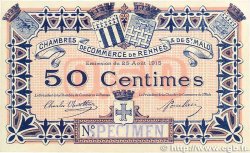 50 Centimes Spécimen FRANCE régionalisme et divers  1915 JP.105.02var. TTB+