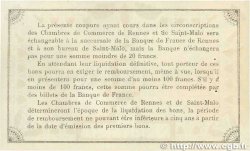 1 Franc Spécimen FRANCE régionalisme et divers Rennes et Saint-Malo 1915 JP.105.05 TTB+