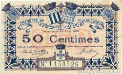 50 Centimes FRANCE regionalism and various Rennes et Saint-Malo 1915 JP.105.06