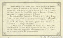 50 Centimes FRANCE régionalisme et divers Rennes et Saint-Malo 1915 JP.105.06 TTB+