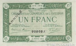1 Franc Annulé FRANCE regionalism and various Rodez et Millau 1915 JP.108.06 VF