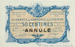 50 Centimes Annulé FRANCE régionalisme et divers Rodez et Millau 1917 JP.108.12