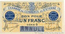 1 Franc Annulé FRANCE regionalism and various Saint-Étienne 1914 JP.114.02 VF+