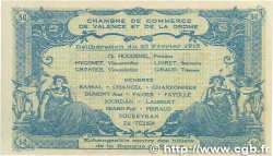 50 Centimes FRANCE régionalisme et divers Valence 1915 JP.127.06 SUP
