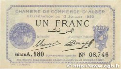 1 Franc FRANCE régionalisme et divers Alger 1920 JP.137.15 TTB