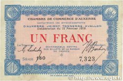 1 Franc FRANCE régionalisme et divers Auxerre 1916 JP.017.08 pr.TTB