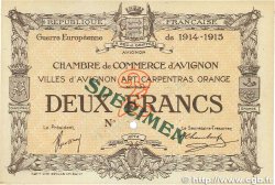 2 Francs Spécimen FRANCE régionalisme et divers Avignon 1915 JP.018.12 SUP