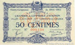 50 Centimes Petit numéro FRANCE régionalisme et divers Avignon 1915 JP.018.13 pr.SPL
