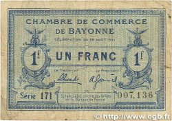 1 Franc FRANCE régionalisme et divers Bayonne 1921 JP.021.70 B+
