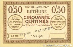 50 Centimes Spécimen FRANCE régionalisme et divers Béthune 1915 JP.026.03 SUP+