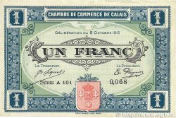 1 Franc FRANCE régionalisme et divers Calais 1915 JP.036.15 pr.TTB