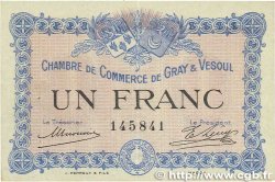 1 Franc FRANCE régionalisme et divers Gray et Vesoul 1915 JP.062.03 SUP