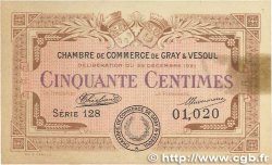 50 Centimes FRANCE régionalisme et divers Gray et Vesoul 1921 JP.062.19 TTB