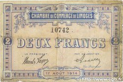 2 Francs FRANCE régionalisme et divers Limoges 1914 JP.073.05 B+