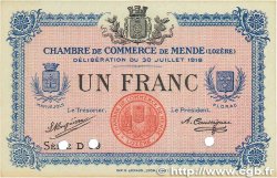 1 Franc Spécimen FRANCE régionalisme et divers Mende 1918 JP.081.08 pr.NEUF