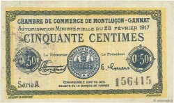 50 Centimes FRANCE régionalisme et divers Montluçon, Gannat 1917 JP.084.28 TTB
