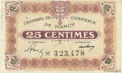 25 Centimes FRANCE régionalisme et divers Nancy 1918 JP.087.58 TTB