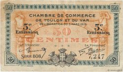 50 Centimes FRANCE régionalisme et divers Toulon 1919 JP.121.26 TB