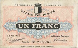 1 Franc FRANCE régionalisme et divers Metz 1918 JP.131.04 TB