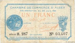 1 Franc FRANCE régionalisme et divers Alger 1921 JP.137.20 pr.TB