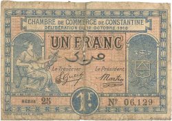1 Franc FRANCE regionalism and miscellaneous Constantine 1918 JP.140.18