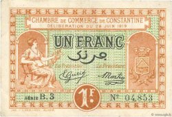 1 Franc FRANCE regionalism and miscellaneous Constantine 1919 JP.140.20