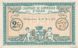 2 Francs FRANCE regionalism and miscellaneous Oran 1921 JP.141.29 VF+