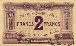 2 Francs FRANCE régionalisme et divers Agen 1914 JP.002.05 TTB à SUP