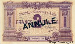2 Francs Annulé FRANCE régionalisme et divers Agen 1914 JP.002.06 SPL à NEUF