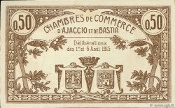 50 Centimes FRANCE régionalisme et divers Ajaccio et Bastia 1915 JP.003.03 TTB à SUP
