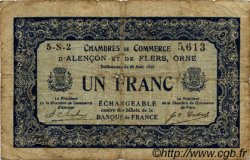 1 Franc FRANCE regionalism and miscellaneous Alencon et Flers 1915 JP.006.48 F