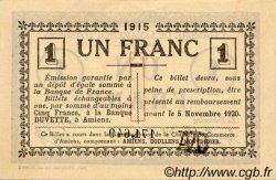 1 Franc FRANCE régionalisme et divers Amiens 1915 JP.007.16 TTB à SUP