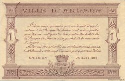1 Franc FRANCE régionalisme et divers Angers  1915 JP.008.09 TTB à SUP