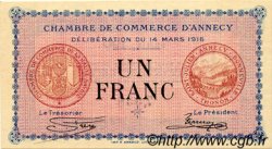 1 Franc FRANCE régionalisme et divers Annecy 1916 JP.010.05 SPL à NEUF