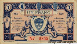 1 Franc FRANCE régionalisme et divers Aurillac 1915 JP.016.04 TTB à SUP