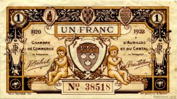 1 Franc FRANCE régionalisme et divers Aurillac 1920 JP.016.15 TB