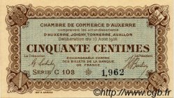 50 Centimes FRANCE régionalisme et divers Auxerre 1916 JP.017.11 SPL à NEUF