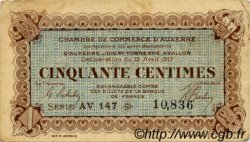 50 Centimes FRANCE régionalisme et divers Auxerre 1917 JP.017.16 TTB à SUP