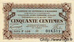 50 Centimes FRANCE régionalisme et divers Auxerre 1920 JP.017.19 SPL à NEUF