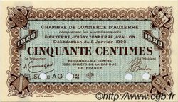 50 Centimes Annulé FRANCE régionalisme et divers Auxerre 1920 JP.017.21 TTB à SUP