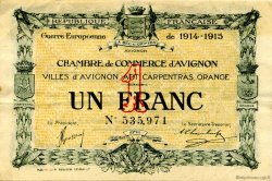 1 Franc FRANCE régionalisme et divers Avignon 1915 JP.018.05 TB