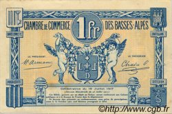 1 Franc FRANCE régionalisme et divers Basses-Alpes 1917 JP.020.02 TTB à SUP