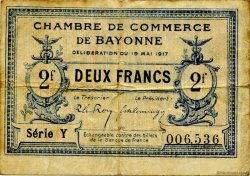 2 Francs FRANCE régionalisme et divers Bayonne 1917 JP.021.49 TB