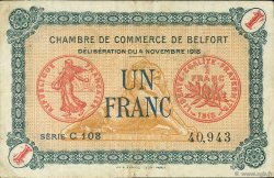 1 Franc FRANCE régionalisme et divers Belfort 1918 JP.023.37 TTB à SUP