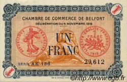 1 Franc FRANCE régionalisme et divers Belfort 1918 JP.023.40 TTB à SUP