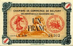 1 Franc FRANCE régionalisme et divers Belfort 1918 JP.023.44 SPL à NEUF