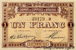 1 Franc FRANCE régionalisme et divers Bergerac 1914 JP.024.15 SPL à NEUF